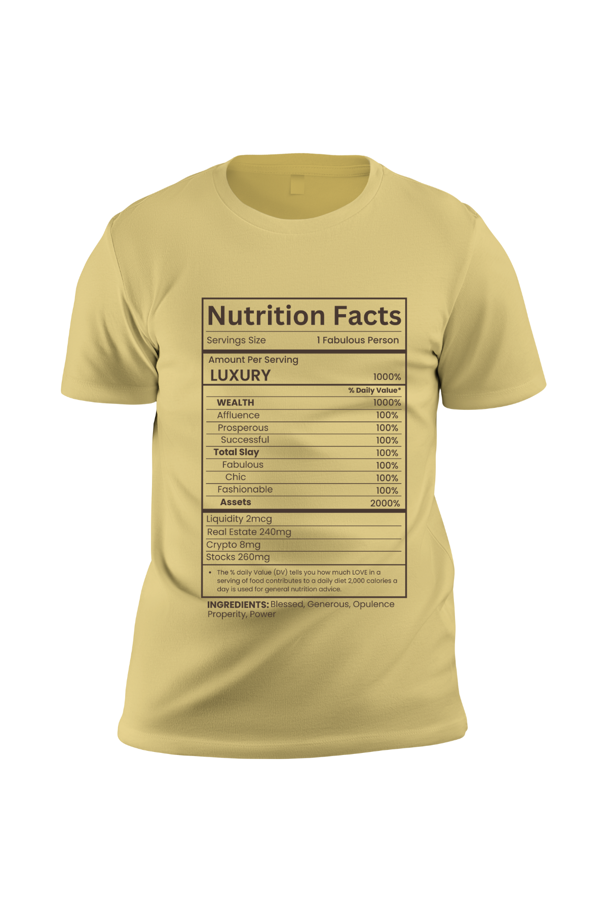 Luxury Nutrition Facts PNG