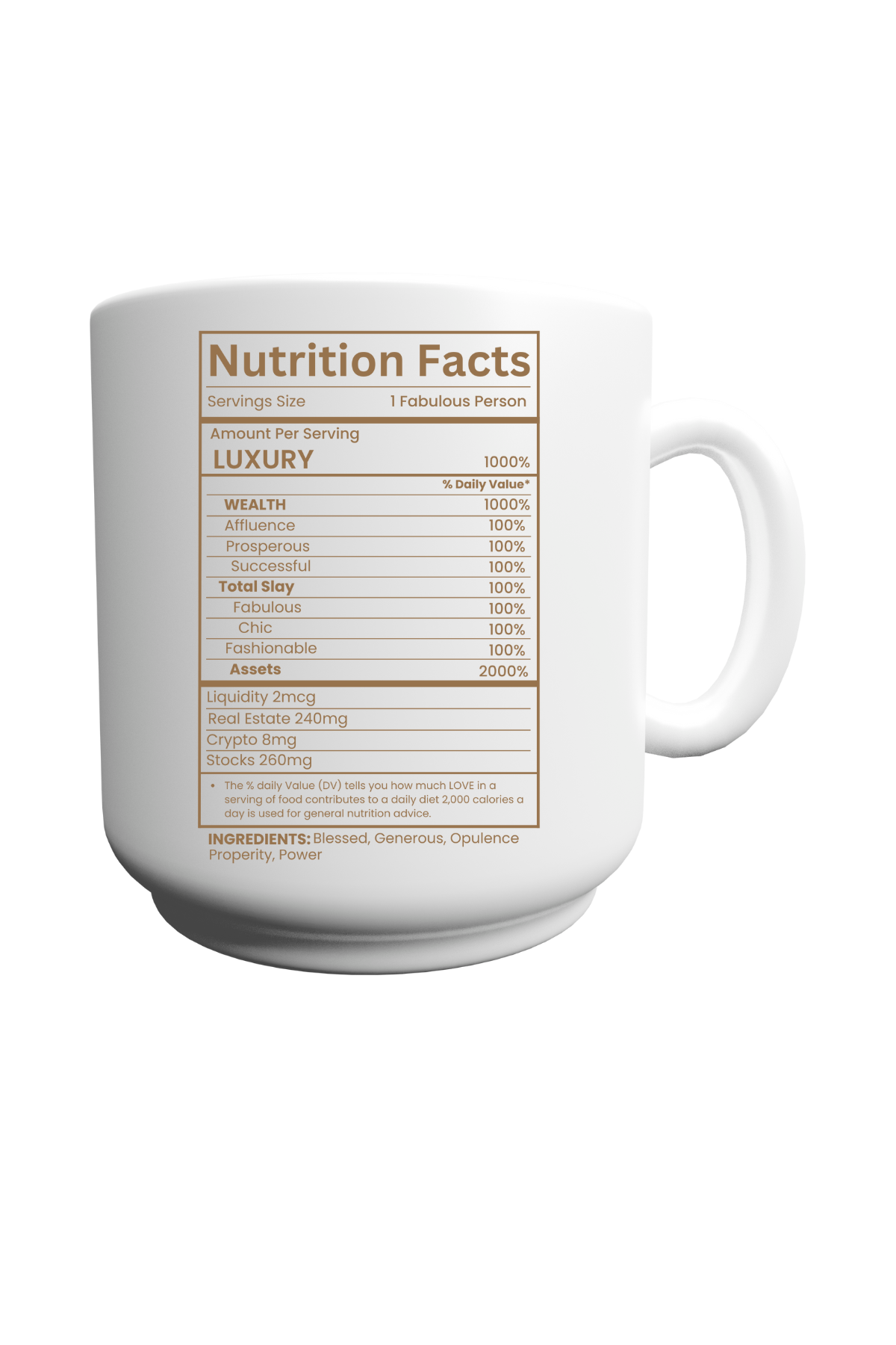 Luxury Nutrition Facts PNG
