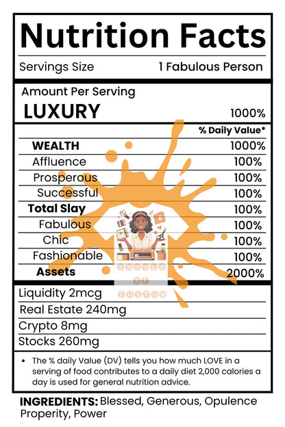 Luxury Nutrition Facts PNG