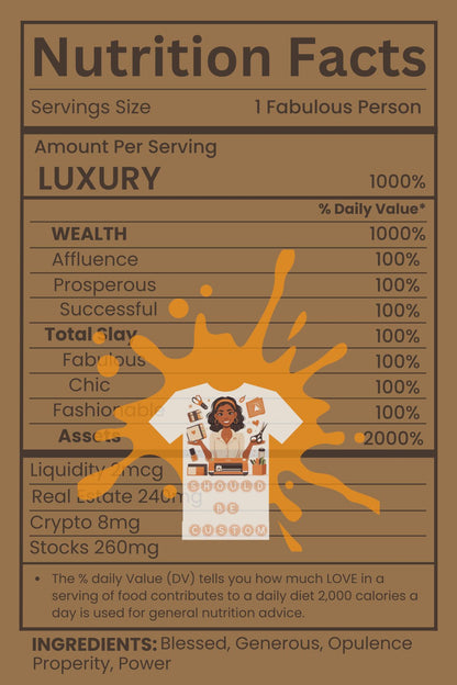 Luxury Nutrition Facts PNG