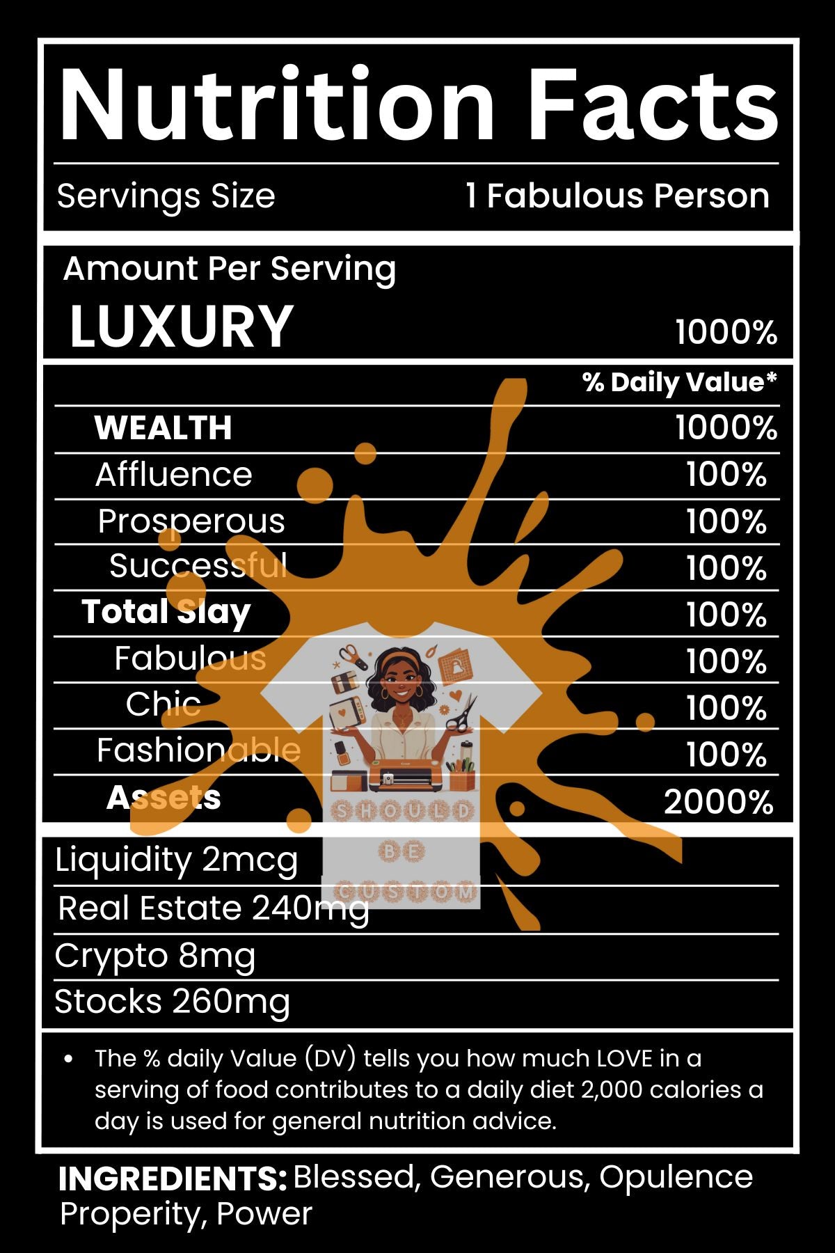 Luxury Nutrition Facts PNG