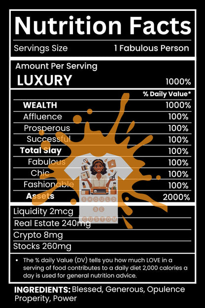 Luxury Nutrition Facts PNG